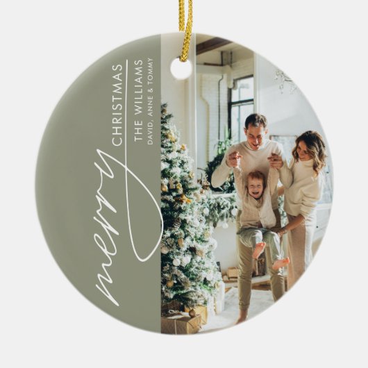 Trendy moderne foto Kerstmis Keramisch Ornament (Voorkant)