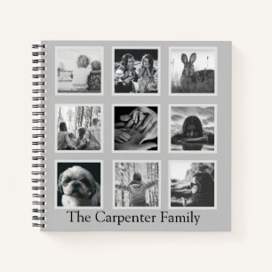 Trendy Moderne fotocollage zwart & wit Notitieboek