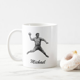trendy moderne handbalspeler gepersonaliseerd koffiemok