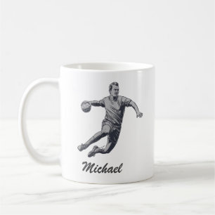 trendy moderne handbalspeler gepersonaliseerd koffiemok