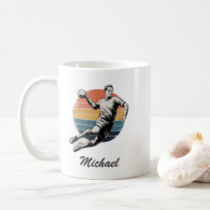 trendy moderne handbalspeler gepersonaliseerd koffiemok