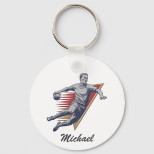  trendy moderne handbalspeler gepersonaliseerd sleutelhanger