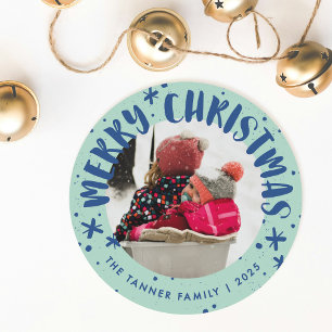 Trendy moderne handgeschreven kerst fotokaart kaart
