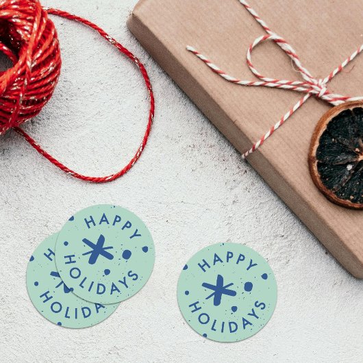 Trendy moderne handgeschreven vrolijke feestdagen ronde sticker