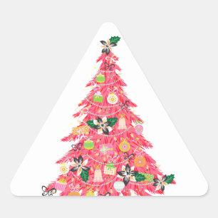 Trendy moderne heldere kleur feestelijke kerstboom driehoek sticker