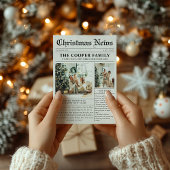 Trendy Moderne Krant Kerstfoto Feestdagenkaart