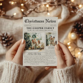 Trendy Moderne Krant Kerstfoto Feestdagenkaart