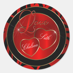 Trendy Moderne Liefde Rood   personaliseren Ronde Sticker
