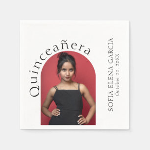 Trendy Moderne minimalistische boogfoto Quinceaner Servet