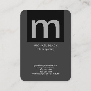 Trendy moderne minimalistische grijs zwart monogra visitekaartje