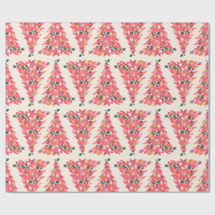 Trendy moderne retro kleur feestelijke kerstboom cadeaupapier