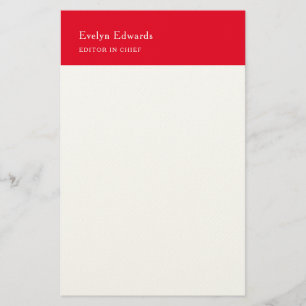 Trendy Moderne Rood Witte Minimalistische Eenvoudi Briefpapier