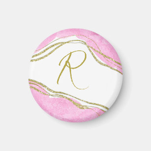 Trendy Moderne Roze en Gouden Glitter Effecten Magneet