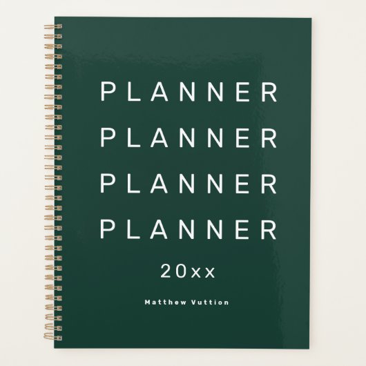 Trendy Moderne Smaragdgroene Wekelijkse Gedateerde Planner (Voorkant)