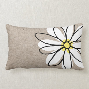 Trendy Moderne Witte Doodle Madelief Tan Taupe Kussen