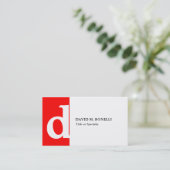 Trendy moderne witte monogram visitekaartje (Staand voorkant)