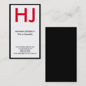 Trendy moderne witte rode monogram visitekaartje (Voorkant / Achterkant)