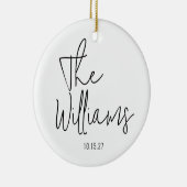 Trendy moderne zwart-wit script bruiloft keramisch ornament (Rechts)