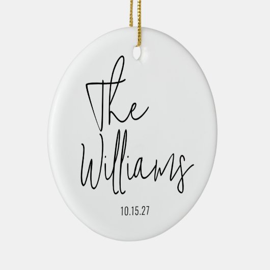 Trendy moderne zwart-wit script bruiloft keramisch ornament (Rechts)