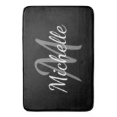 Trendy monochroom zwart-wit monogram badmat (Voorkant Verticaal)