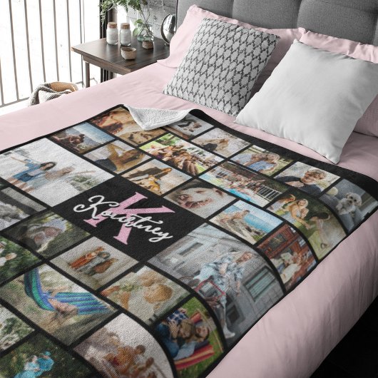 Trendy Monogram 34 x Photo Collage Fleece Deken