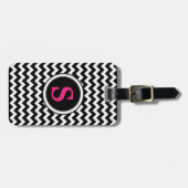 Trendy Monogram Chevron Zigzag Pattern Bagagelabel (Voorkant horizontaal)