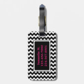 Trendy Monogram Chevron Zigzag Pattern Bagagelabel (Achterkant verticaal)