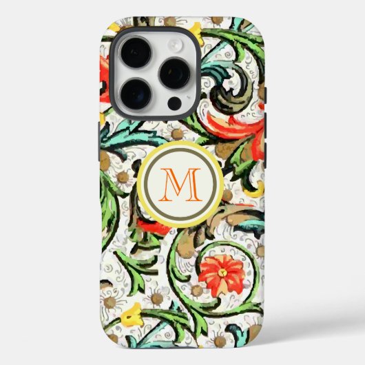 Trendy Monogram Floral Damask Case-Mate iPhone Case (Achterkant)
