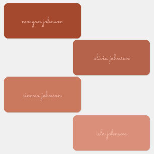 Trendy monogram Gebrand Sinaasappel + Blush Scri Labels