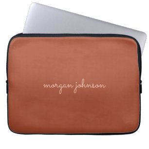 Trendy monogram   Gebrand Sinaasappel + Blush Scri Laptop Sleeve