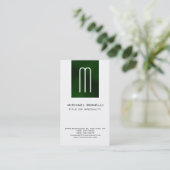 Trendy Monogram Green Stripe White Visitekaartje (Staand voorkant)