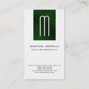 Trendy Monogram Green Stripe White Visitekaartje