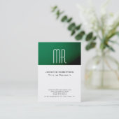 Trendy Monogram Green Stripe White Visitekaartje (Staand voorkant)
