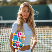 Trendy monogram kleurrijk geruite pickleball paddle