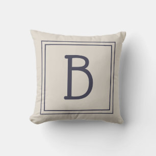 Trendy Monogram Letter Initiaal Neutraal Taupe Bla Kussen