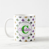 Trendy Monogram Mardi Gras Fleur De Lis Koffiemok (Links)