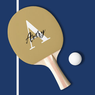 Trendy monogram met overlay voor scriptnaam tafeltennisbatje