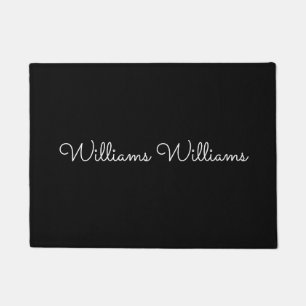 Trendy Monogram Modern Black Script Name Deurmat