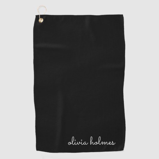 Trendy Monogram | Moderne naam voor zwart script Golfhanddoek (Voorkant)