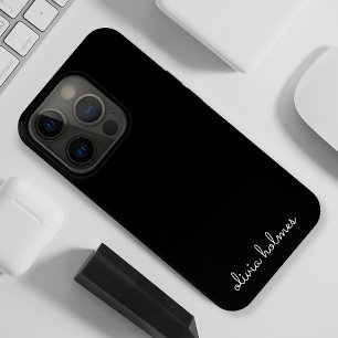 Trendy Monogram Moderne naam voor zwart script iPhone 15 Pro Hoesje