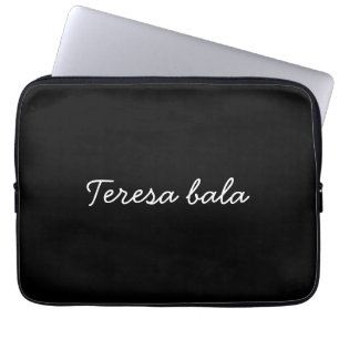 Trendy Monogram Moderne Zwarte Script Naam Stijl Laptop Sleeve