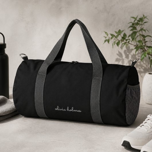 Trendy Monogram | Moderne Zwarte Scriptnaam Plunjezak