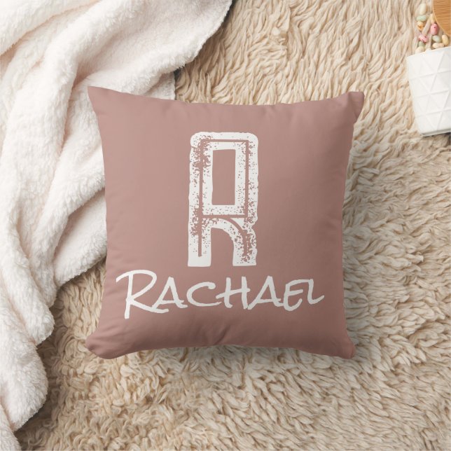 Trendy Monogram Naam Biege Kussen (Deken)
