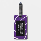 Trendy Monogram Paars Volleyball Bagagelabel (Achterkant verticaal)