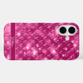 Trendy Monogram Patroon Girly Pink Case-Mate iPhone Case (Achterkant (horizontaal))