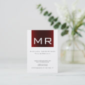 Trendy Monogram Red Striped White Visitekaartje (Staand voorkant)