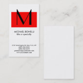 Trendy Monogram Red White Simple Visitekaartje (Voorkant / Achterkant)
