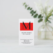 Trendy Monogram Red White Simple Visitekaartje (Staand voorkant)
