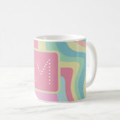 Trendy Monogram Retro Patroon Koffiemok (Voorkant rechts)