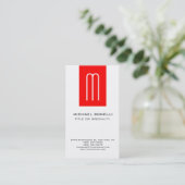 Trendy Monogram rood - Verticaal Visitekaartje (Staand voorkant)